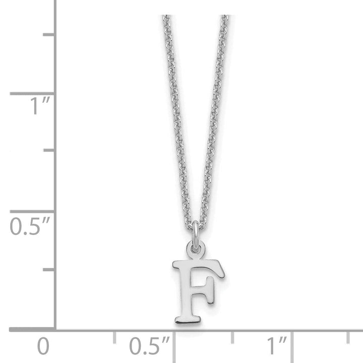 Lovely Rita's Pendants & Charms 14k White Gold Tiny Cut Out Block Letter F Initial Pendant and Necklace