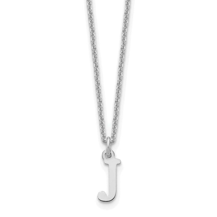 Lovely Rita's Pendants & Charms 14k White Gold Tiny Cut Out Block Letter J Initial Pendant and Necklace