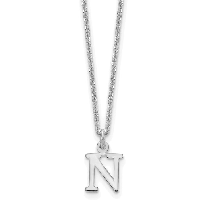 Lovely Rita's Pendants & Charms 14k White Gold Tiny Cut Out Block Letter N Initial Pendant and Necklace
