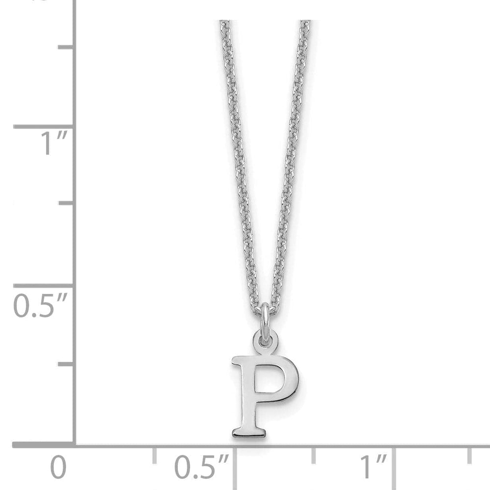 Lovely Rita's Pendants & Charms 14k White Gold Tiny Cut Out Block Letter P Initial Pendant and Necklace