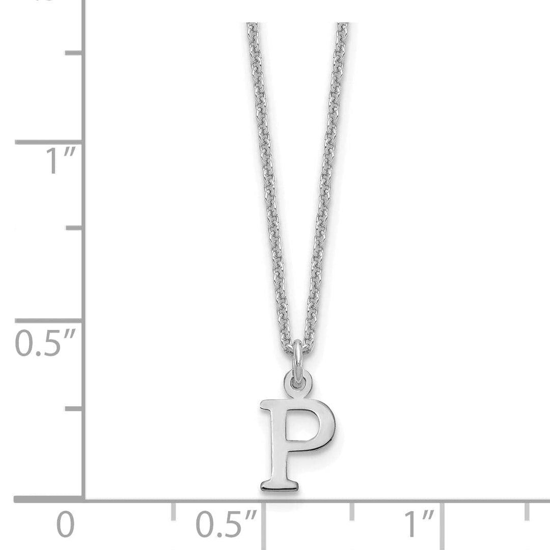 Lovely Rita's Pendants & Charms 14k White Gold Tiny Cut Out Block Letter P Initial Pendant and Necklace