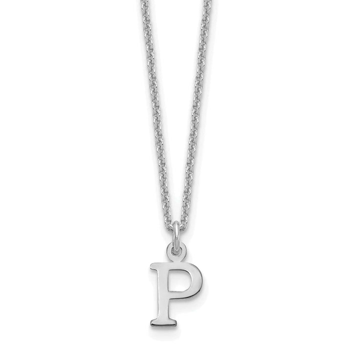 Lovely Rita's Pendants & Charms 14k White Gold Tiny Cut Out Block Letter P Initial Pendant and Necklace
