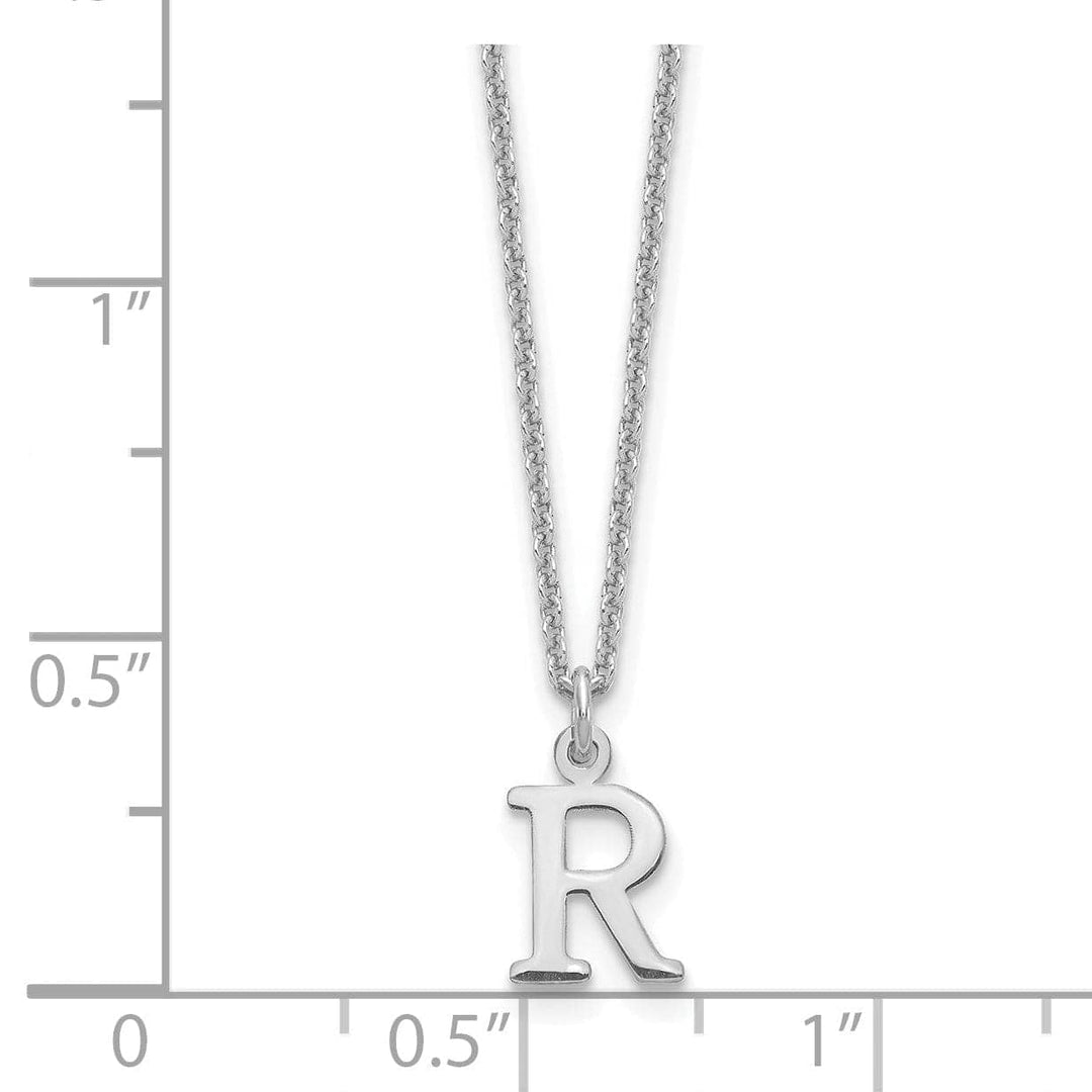 Lovely Rita's Pendants & Charms 14k White Gold Tiny Cut Out Block Letter R Initial Pendant and Necklace