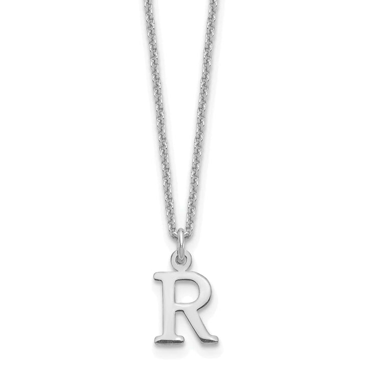 Lovely Rita's Pendants & Charms 14k White Gold Tiny Cut Out Block Letter R Initial Pendant and Necklace