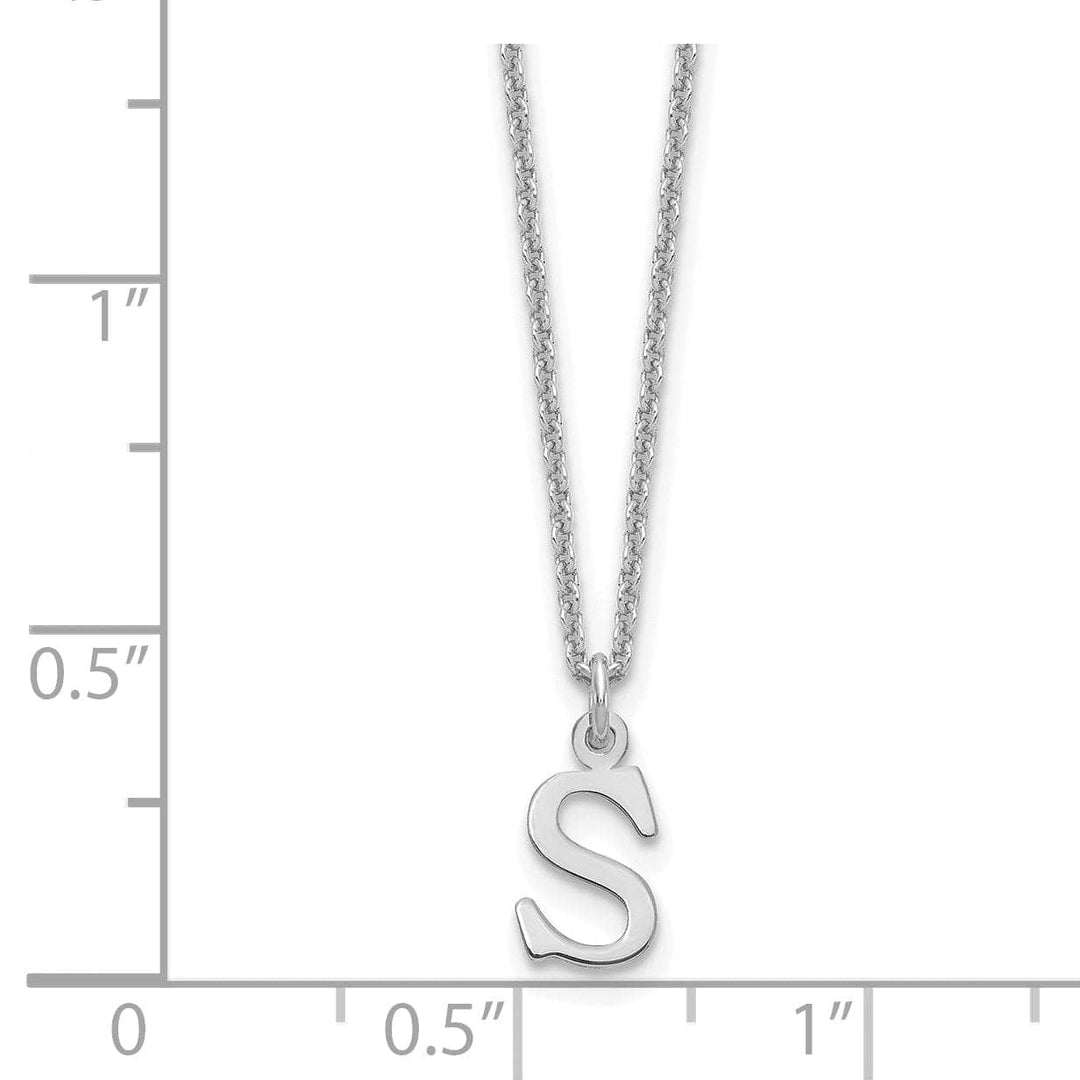 Lovely Rita's Pendants & Charms 14k White Gold Tiny Cut Out Block Letter S Initial Pendant and Necklace