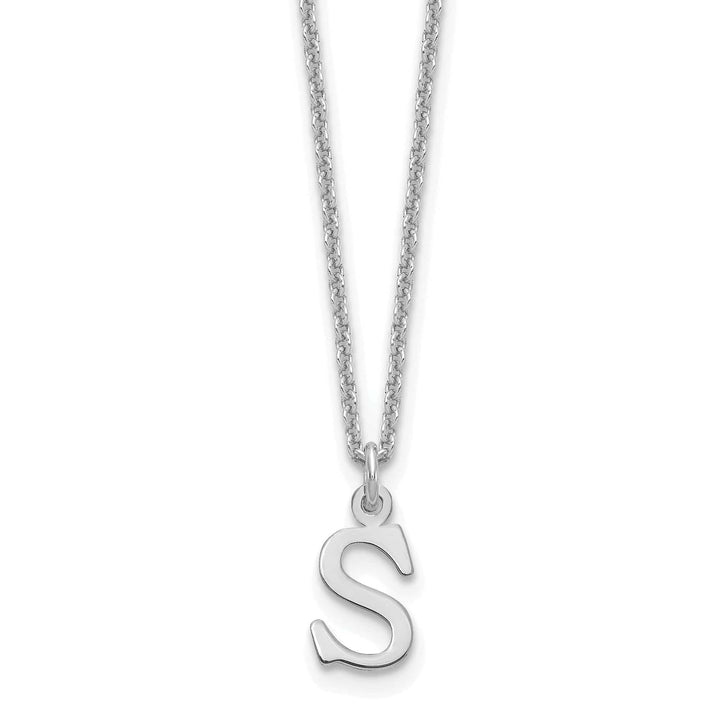 Lovely Rita's Pendants & Charms 14k White Gold Tiny Cut Out Block Letter S Initial Pendant and Necklace