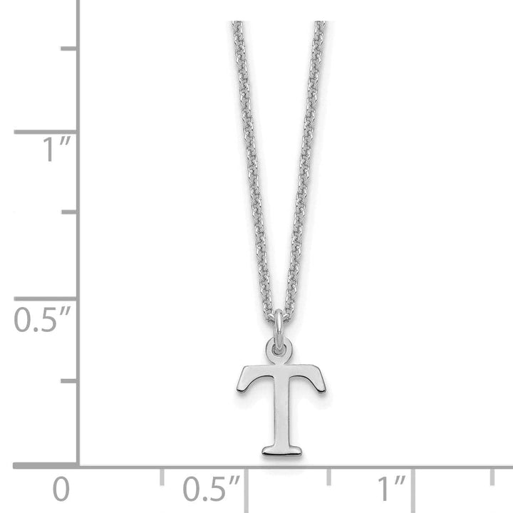 Lovely Rita's Pendants & Charms 14k White Gold Tiny Cut Out Block Letter T Initial Pendant and Necklace