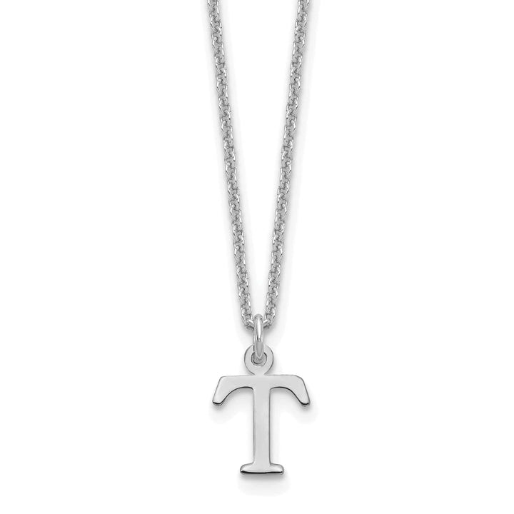 Lovely Rita's Pendants & Charms 14k White Gold Tiny Cut Out Block Letter T Initial Pendant and Necklace