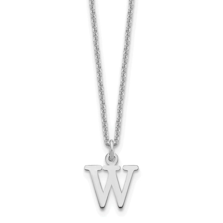 Lovely Rita's Pendants & Charms 14k White Gold Tiny Cut Out Block Letter W Initial Pendant and Necklace