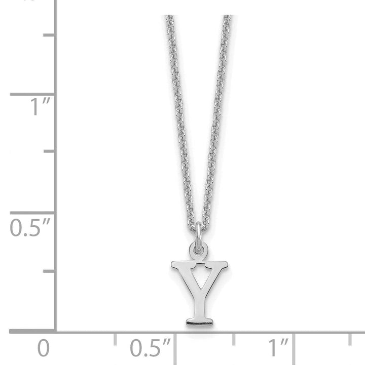 Lovely Rita's Pendants & Charms 14k White Gold Tiny Cut Out Block Letter Y Initial Pendant and Necklace