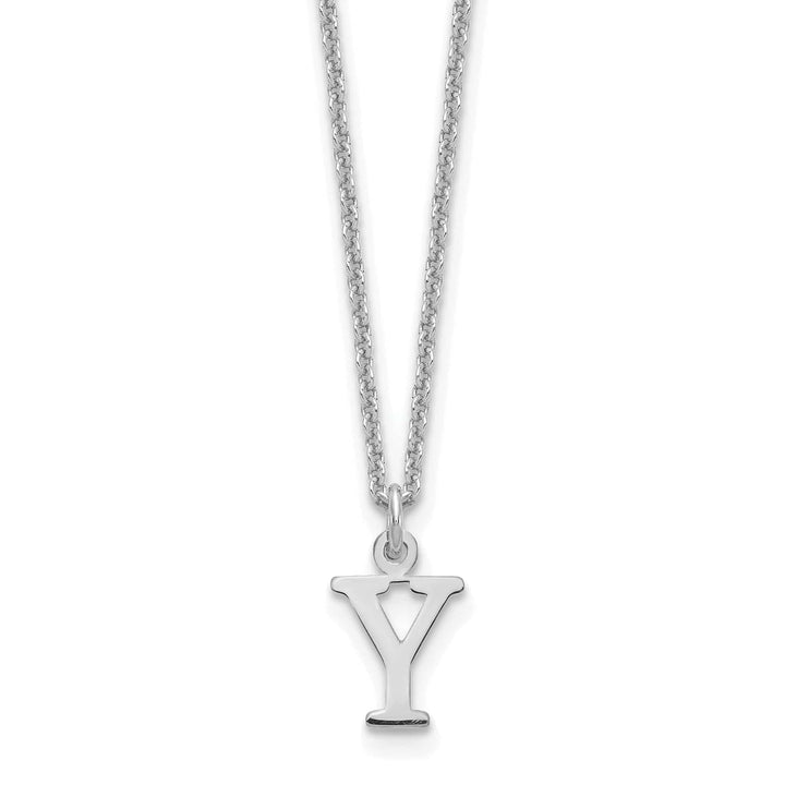 Lovely Rita's Pendants & Charms 14k White Gold Tiny Cut Out Block Letter Y Initial Pendant and Necklace