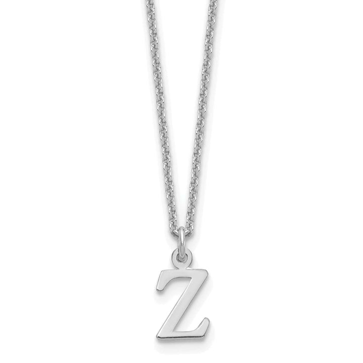 Lovely Rita's Pendants & Charms 14k White Gold Tiny Cut Out Block Letter Z Initial Pendant and Necklace