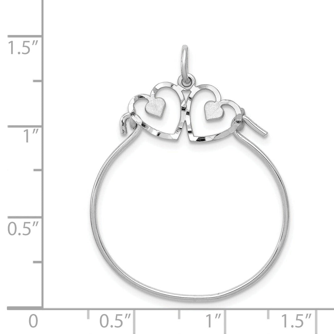 Lovely Rita's Pendants & Charms 14k White Gold Two Heart Design Charm Holder Pendant