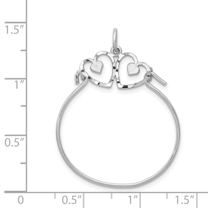Lovely Rita's Pendants & Charms 14k White Gold Two Heart Design Charm Holder Pendant