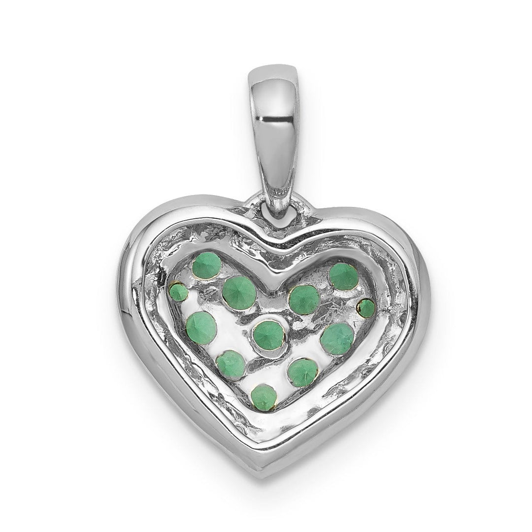 Lovely Rita's Pendants & Charms 14k White Gold, White, Black Rhodium Polished Finish Open Back 0.12-CT Diamond & 0.308-CT Emerald Heart Design Charm Pendant
