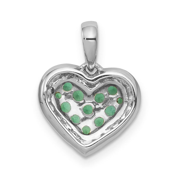 Lovely Rita's Pendants & Charms 14k White Gold, White, Black Rhodium Polished Finish Open Back 0.12-CT Diamond & 0.308-CT Emerald Heart Design Charm Pendant