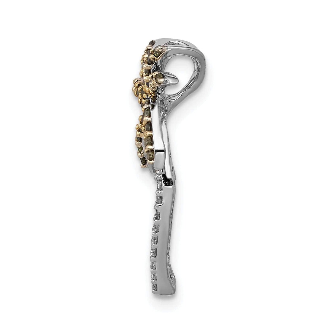 Lovely Rita's Pendants & Charms 14k White Gold White, Green Diamonds Palm Tree Chain Slide Pendant will Not fit Omega