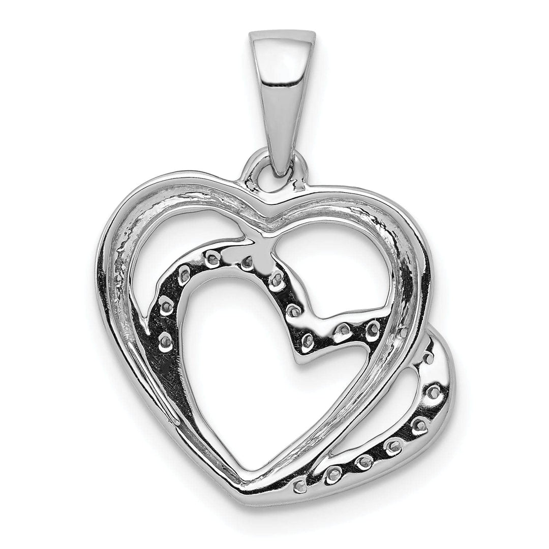 Lovely Rita's Pendants & Charms 14k White Gold, White Polished Finish Open Back 0.054-CT Diamond Two Entwined Hearts Design Charm Pendant