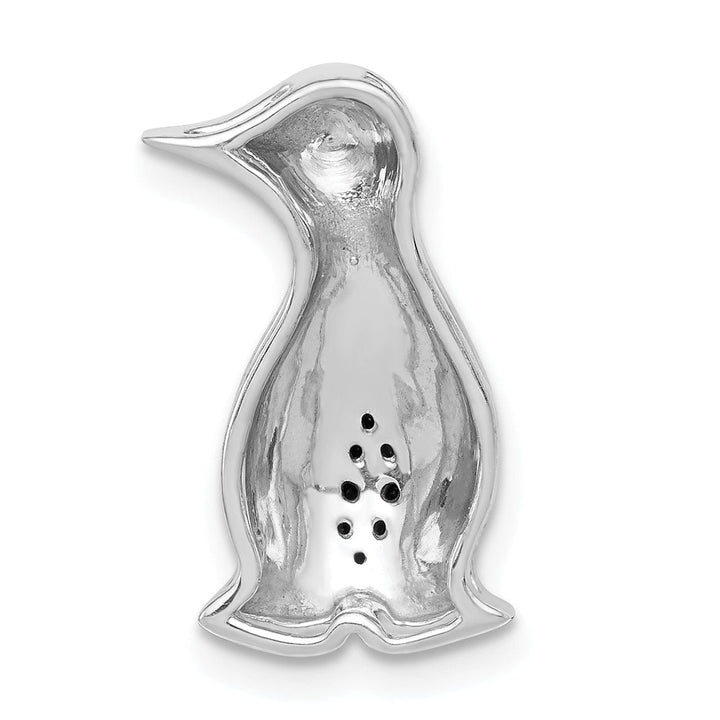 Lovely Rita's Pendants & Charms 14k White Gold White Rhodium Polished Finish 0.045-CT Black Diamond Penguins Chain Slide Pendant will not fit omega chain