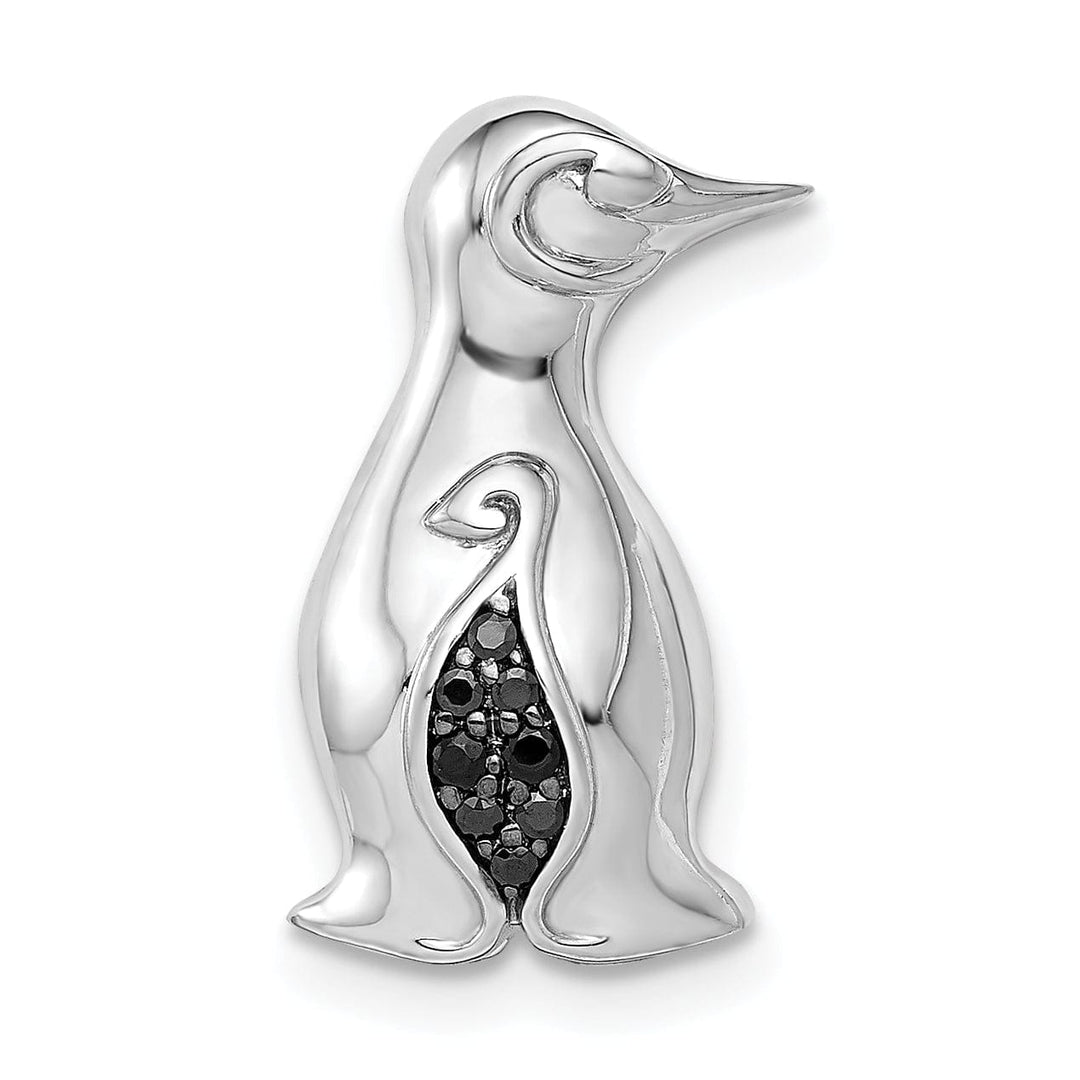 Lovely Rita's Pendants & Charms 14k White Gold White Rhodium Polished Finish 0.045-CT Black Diamond Penguins Chain Slide Pendant will not fit omega chain