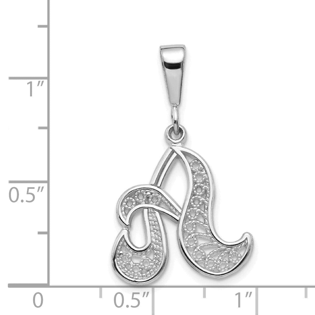Lovely Rita's Pendants & Charms 14K White GoldFancy Filigree Script Design Letter A Initial Pendant