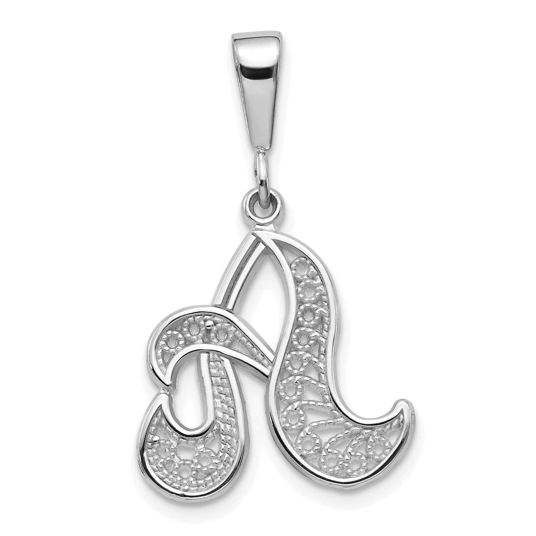 Lovely Rita's Pendants & Charms 14K White GoldFancy Filigree Script Design Letter A Initial Pendant