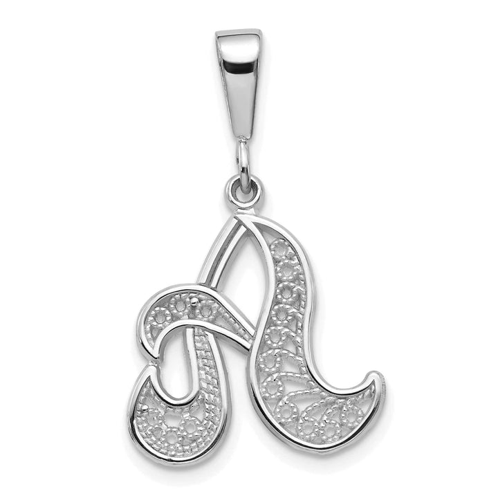 Lovely Rita's Pendants & Charms 14K White GoldFancy Filigree Script Design Letter A Initial Pendant