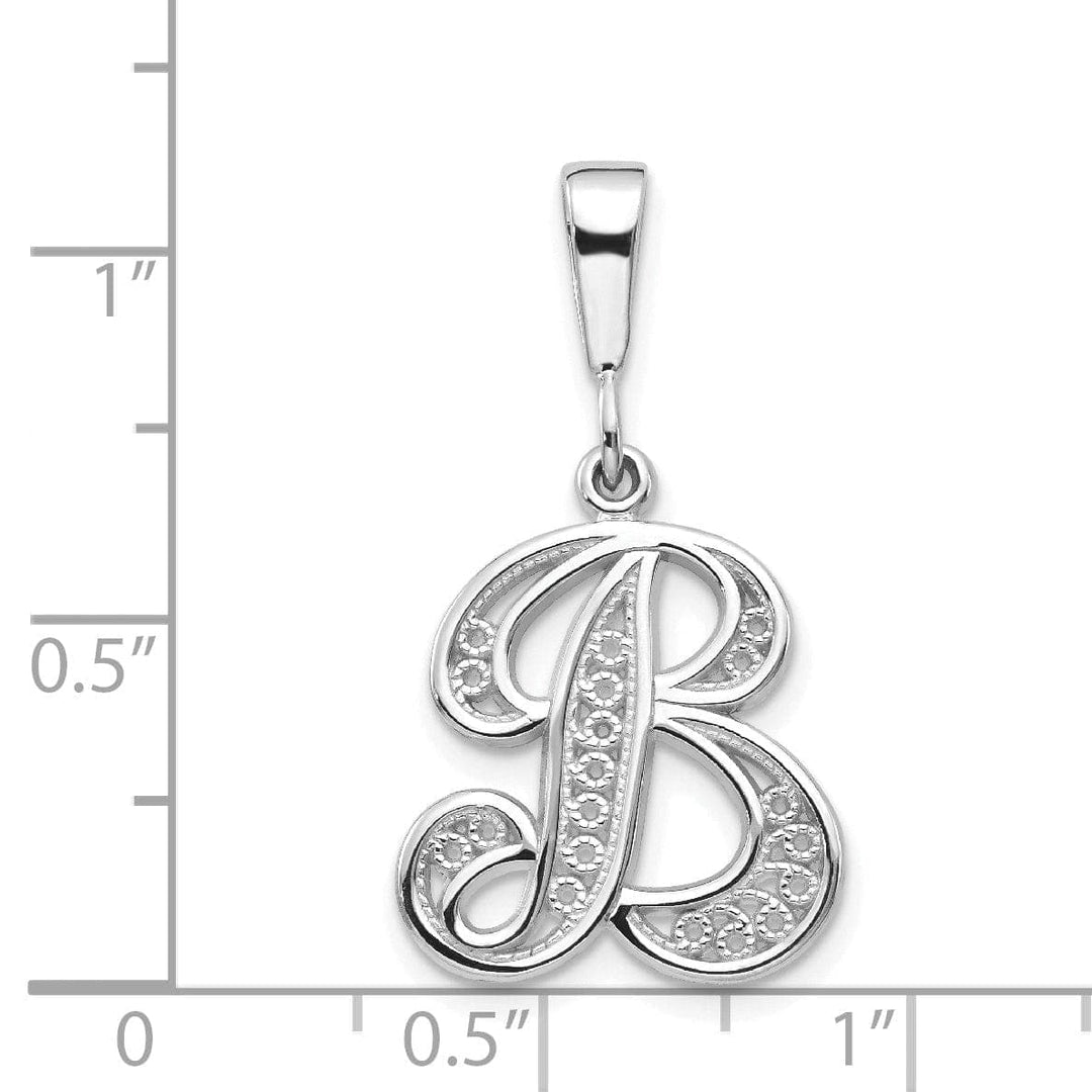 Lovely Rita's Pendants & Charms 14K White GoldFancy Filigree Script Design Letter B Initial Pendant