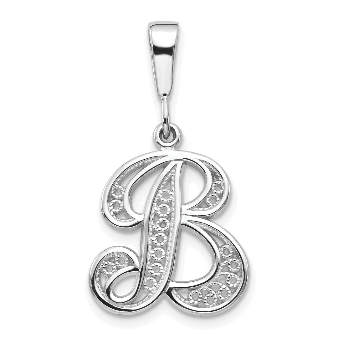 Lovely Rita's Pendants & Charms 14K White GoldFancy Filigree Script Design Letter B Initial Pendant