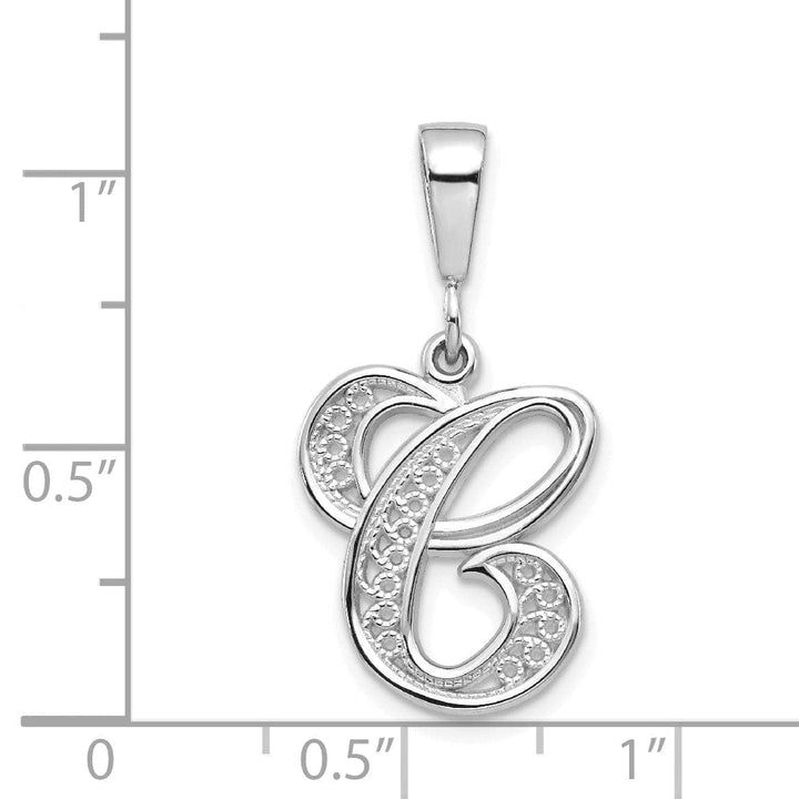 Lovely Rita's Pendants & Charms 14K White GoldFancy Filigree Script Design Letter C Initial Pendant