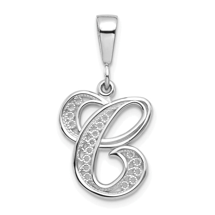 Lovely Rita's Pendants & Charms 14K White GoldFancy Filigree Script Design Letter C Initial Pendant
