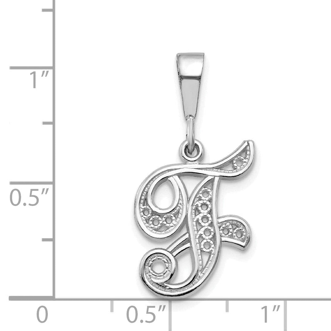 Lovely Rita's Pendants & Charms 14K White GoldFancy Filigree Script Design Letter F Initial Pendant