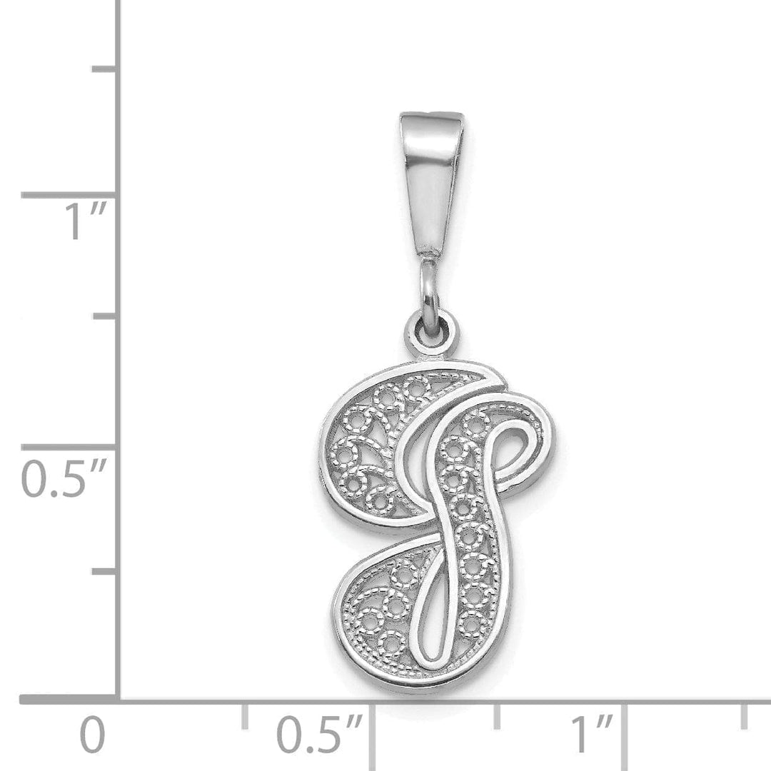 Lovely Rita's Pendants & Charms 14K White GoldFancy Filigree Script Design Letter G Initial Pendant