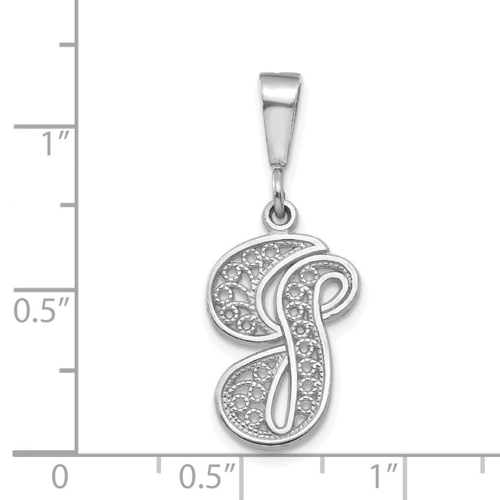 Lovely Rita's Pendants & Charms 14K White GoldFancy Filigree Script Design Letter G Initial Pendant