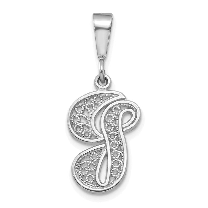 Lovely Rita's Pendants & Charms 14K White GoldFancy Filigree Script Design Letter G Initial Pendant