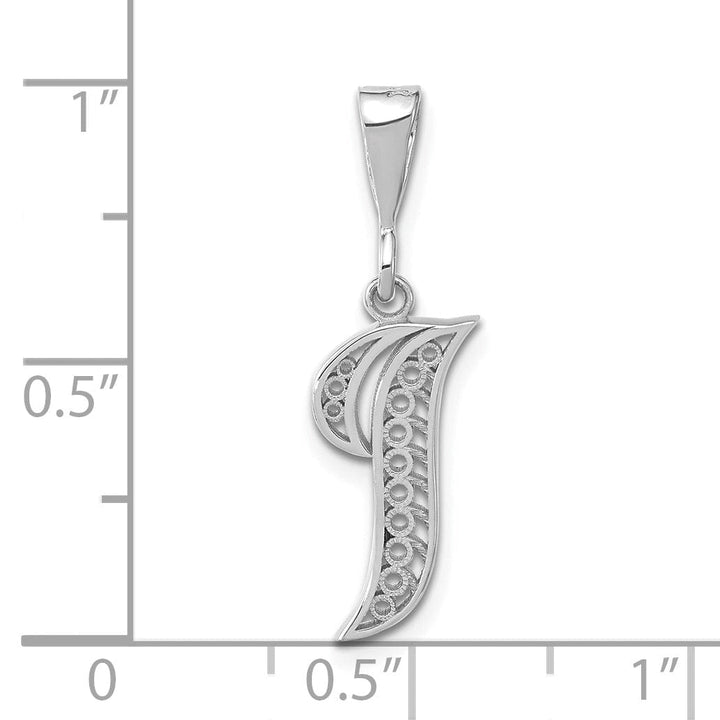 Lovely Rita's Pendants & Charms 14K White GoldFancy Filigree Script Design Letter I Initial Pendant