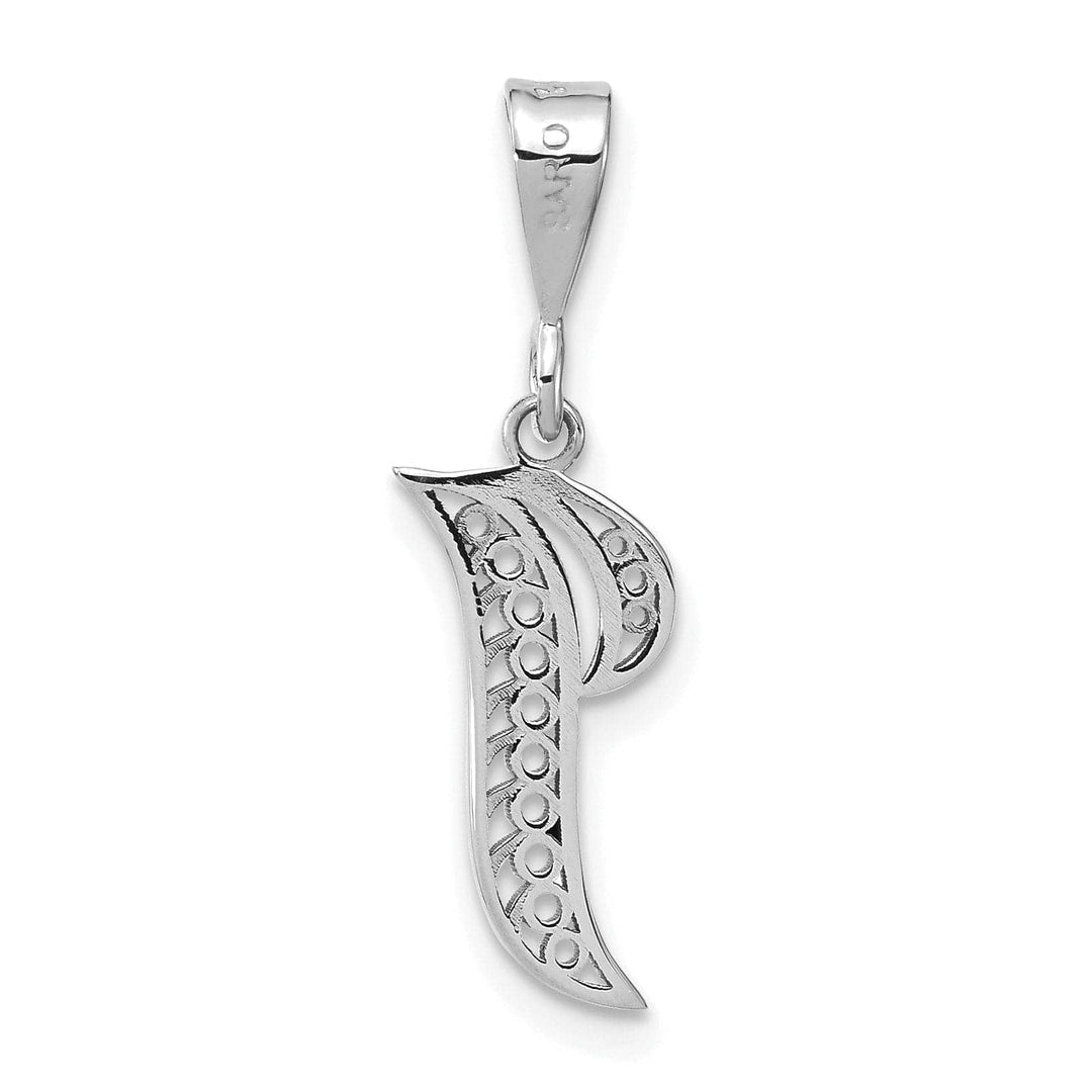 Lovely Rita's Pendants & Charms 14K White GoldFancy Filigree Script Design Letter I Initial Pendant