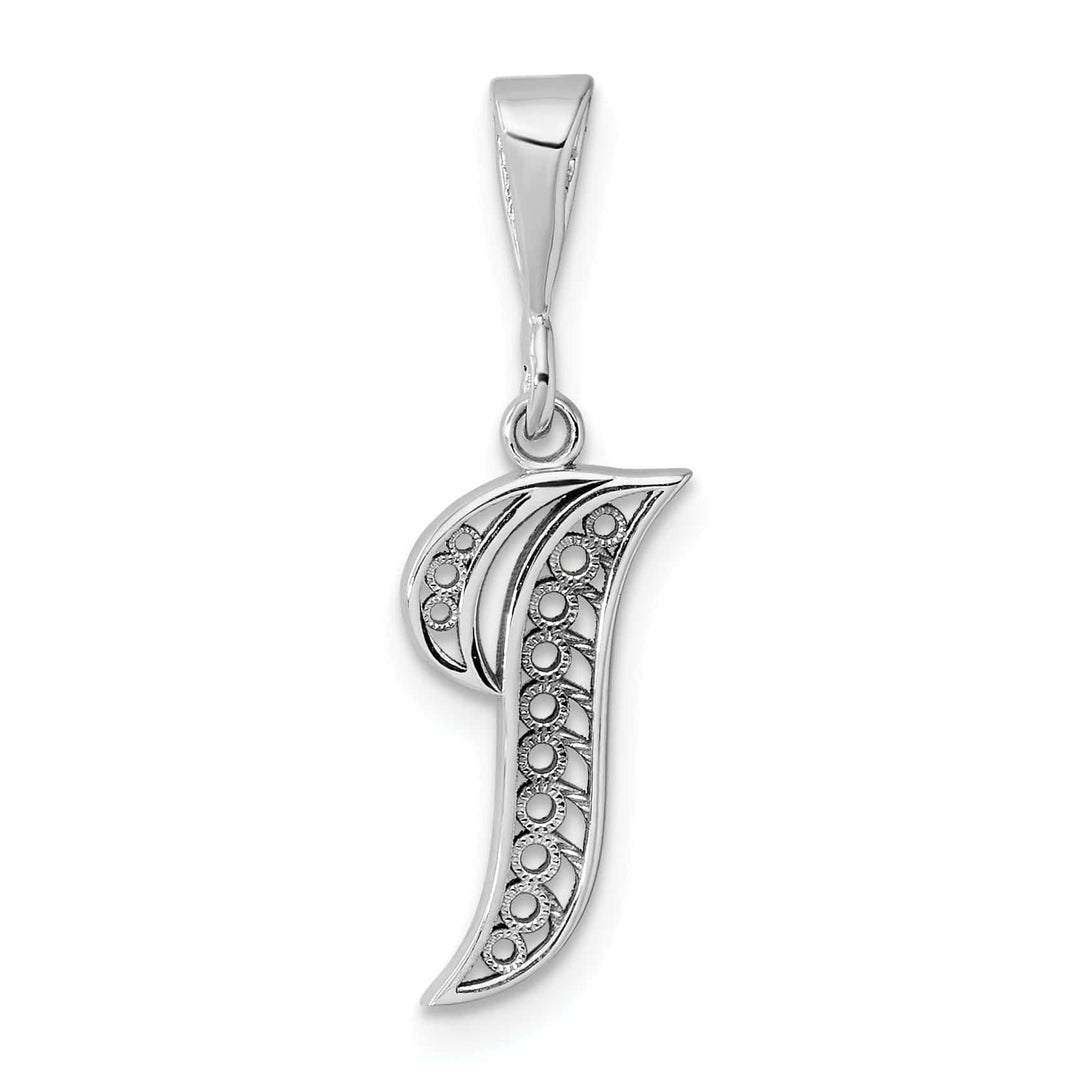 Lovely Rita's Pendants & Charms 14K White GoldFancy Filigree Script Design Letter I Initial Pendant