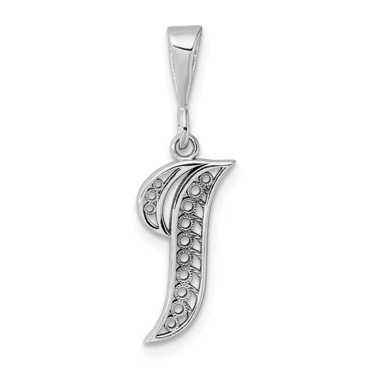 Lovely Rita's Pendants & Charms 14K White GoldFancy Filigree Script Design Letter I Initial Pendant