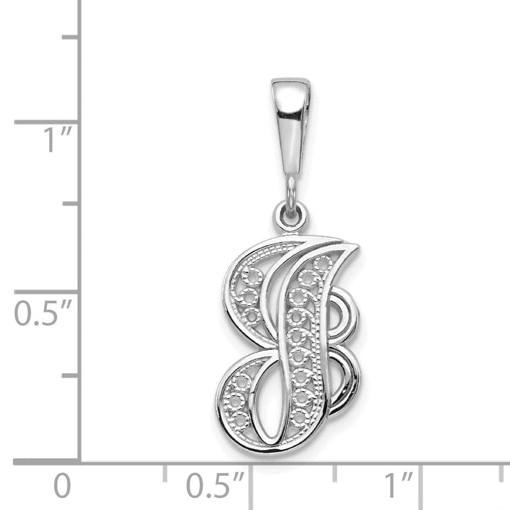 Lovely Rita's Pendants & Charms 14K White GoldFancy Filigree Script Design Letter J Initial Pendant