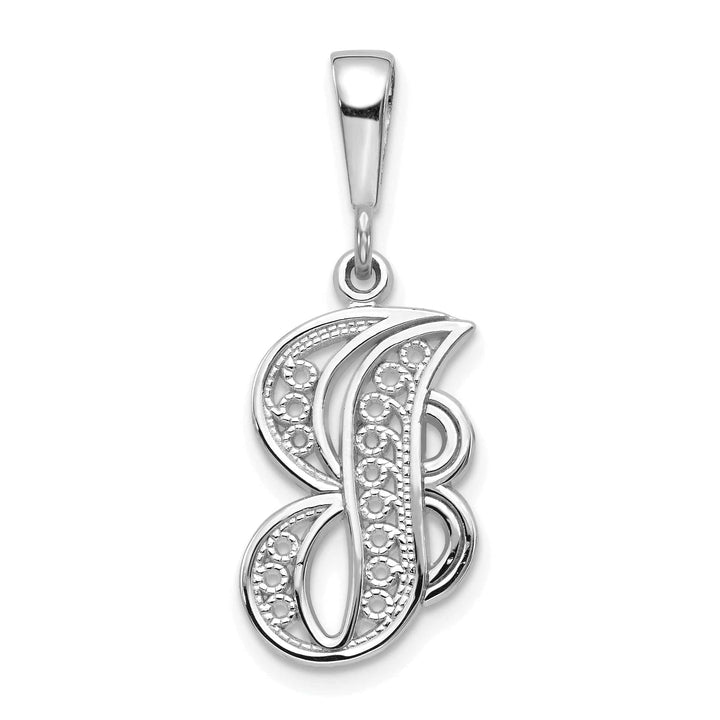 Lovely Rita's Pendants & Charms 14K White GoldFancy Filigree Script Design Letter J Initial Pendant