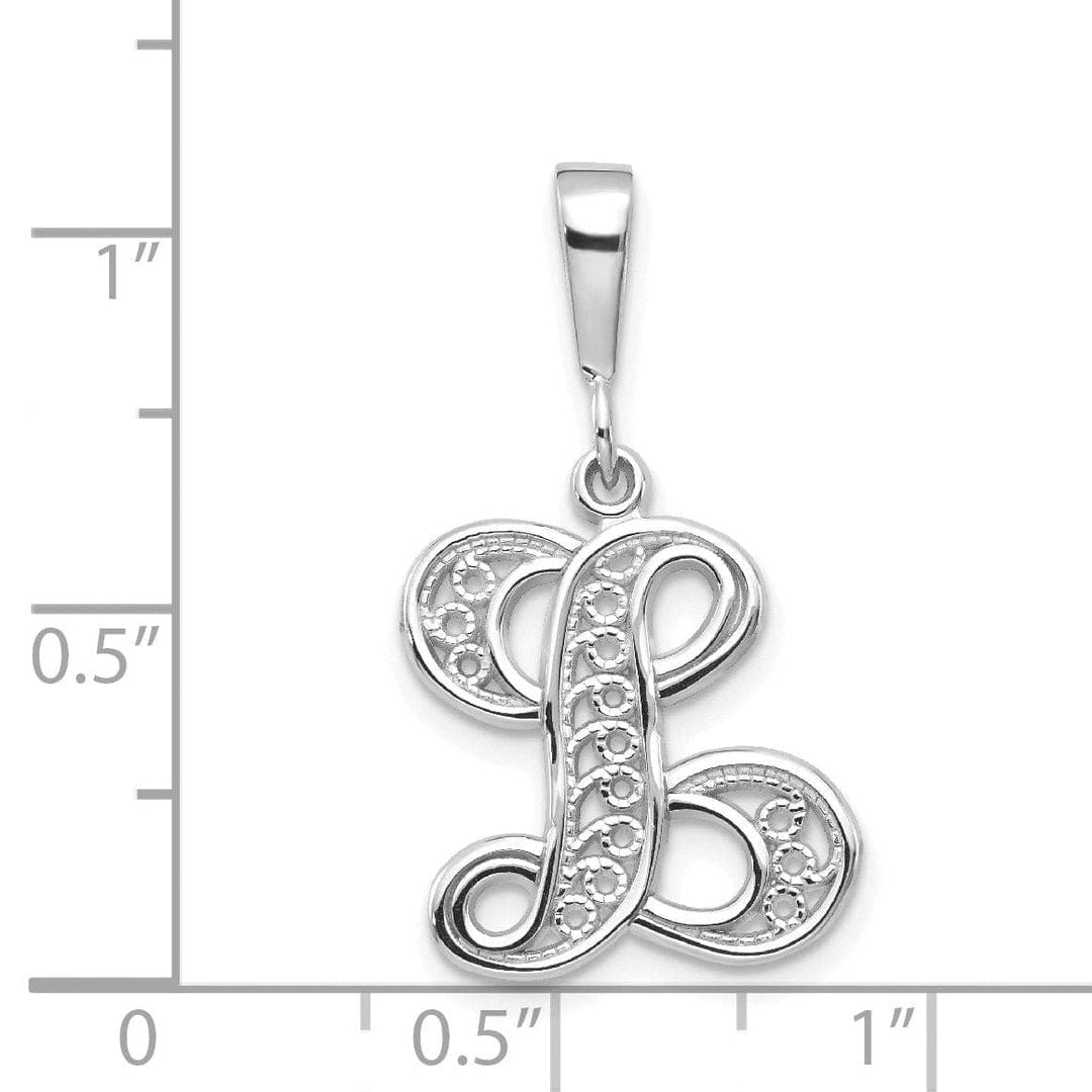 Lovely Rita's Pendants & Charms 14K White GoldFancy Filigree Script Design Letter L Initial Pendant