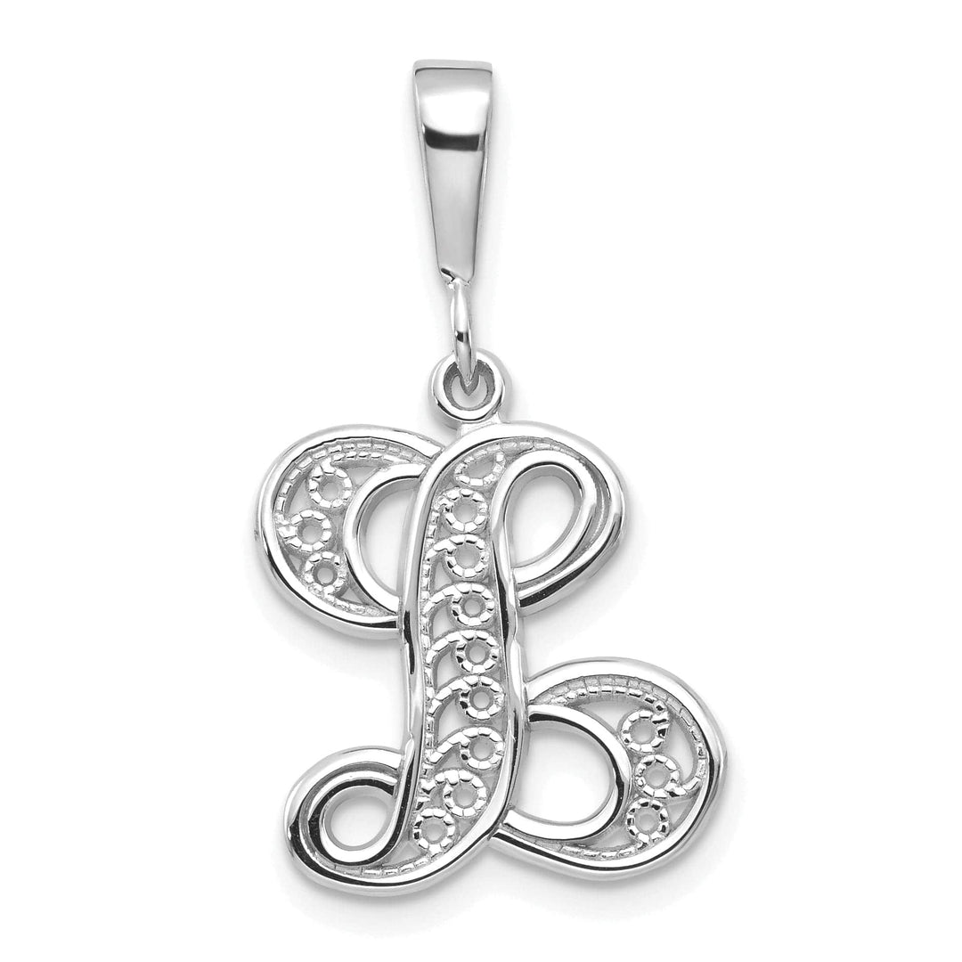 Lovely Rita's Pendants & Charms 14K White GoldFancy Filigree Script Design Letter L Initial Pendant