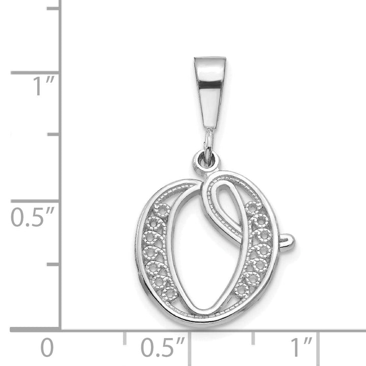 Lovely Rita's Pendants & Charms 14K White GoldFancy Filigree Script Design Letter O Initial Pendant
