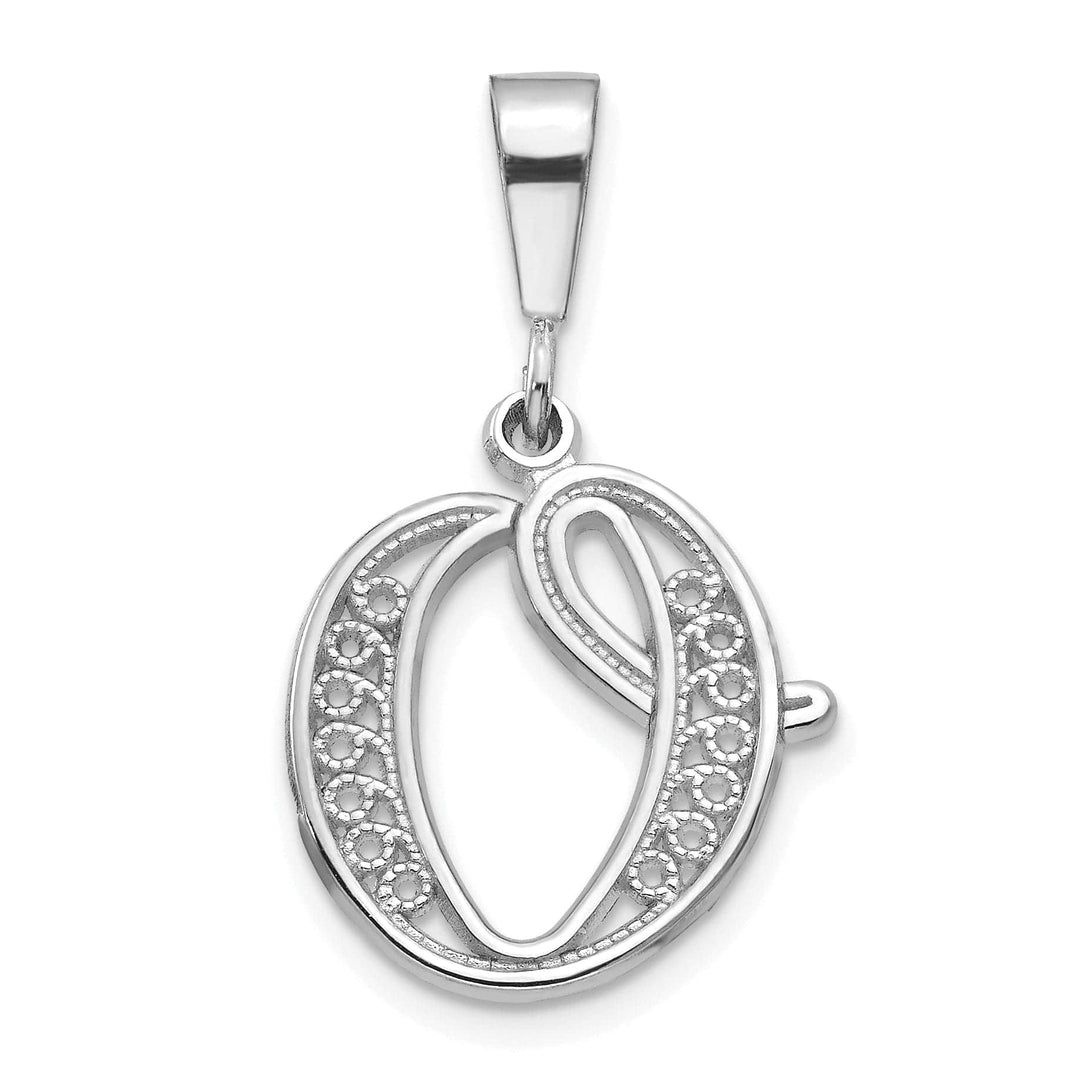 Lovely Rita's Pendants & Charms 14K White GoldFancy Filigree Script Design Letter O Initial Pendant