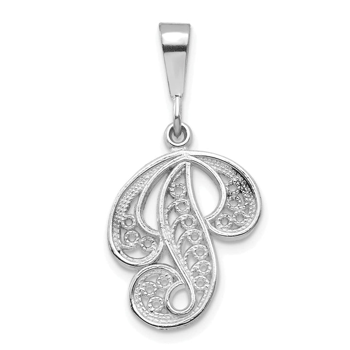 Lovely Rita's Pendants & Charms 14K White GoldFancy Filigree Script Design Letter P Initial Pendant