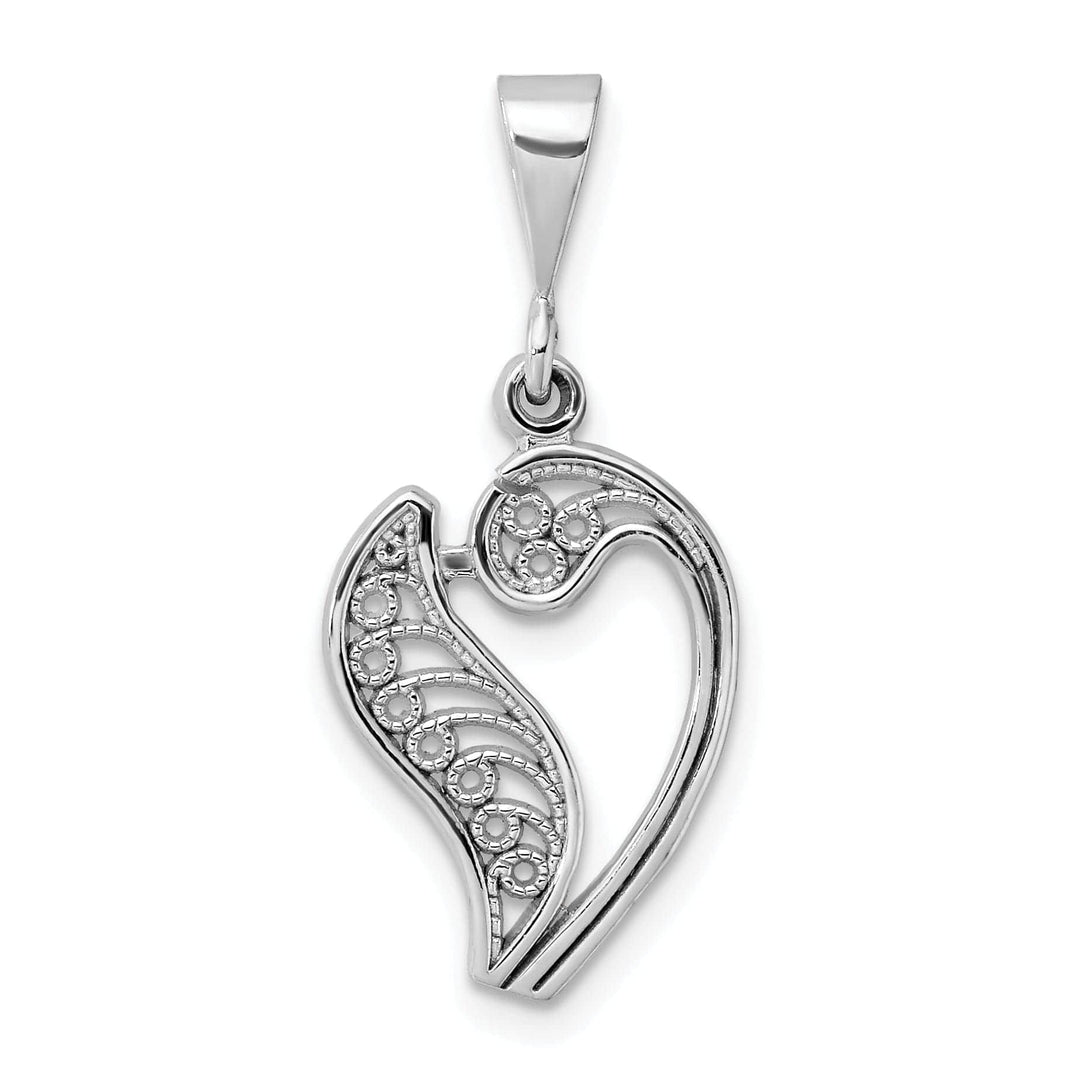 Lovely Rita's Pendants & Charms 14K White GoldFancy Filigree Script Design Letter V Initial Pendant