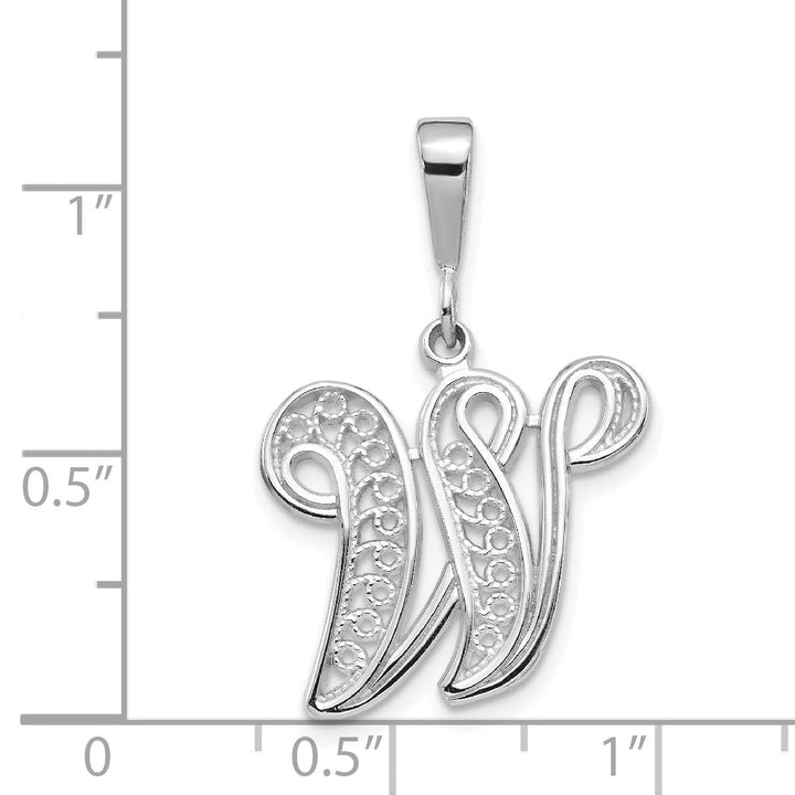 Lovely Rita's Pendants & Charms 14K White GoldFancy Filigree Script Design Letter W Initial Pendant