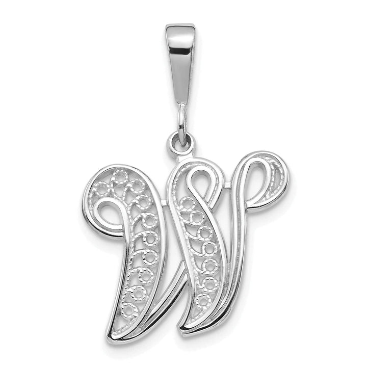 Lovely Rita's Pendants & Charms 14K White GoldFancy Filigree Script Design Letter W Initial Pendant