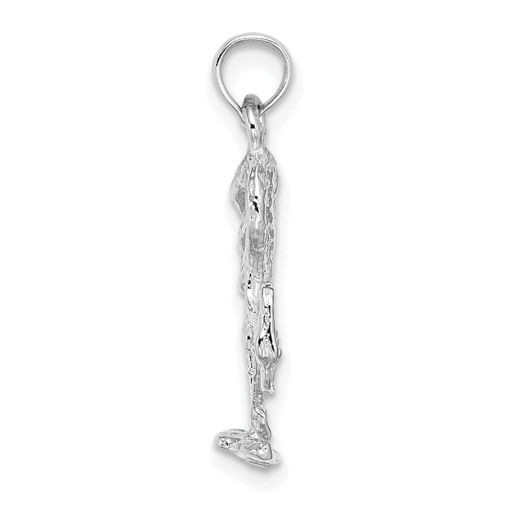 Lovely Rita's Pendants & Charms 14K White Golod Polished Textured Finish 3-Dimensional Flamingo Standing Charm Pendant